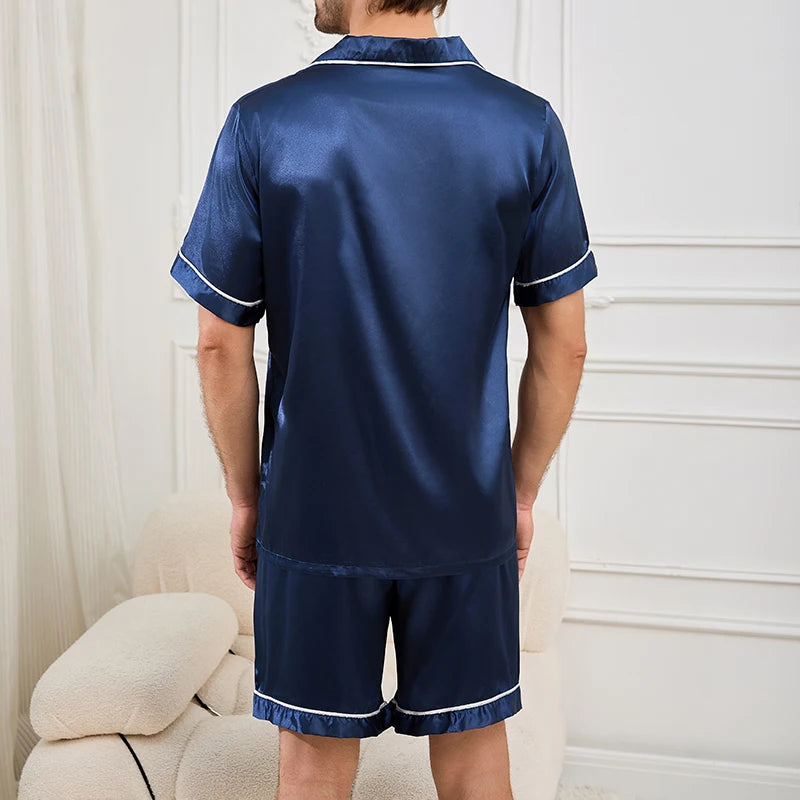 Men's Satin Short Sleeve Pajama Set